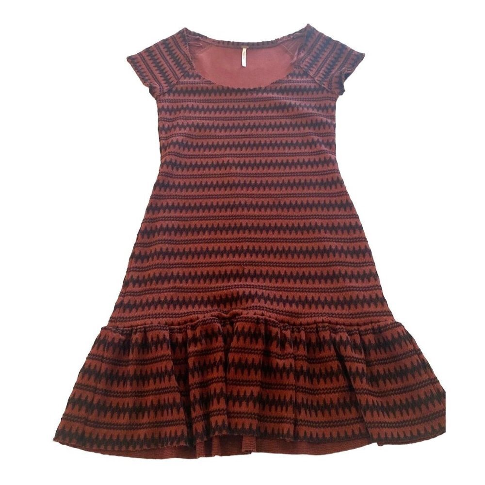 Free People Bodycon Sweater Mini Dress Peplum Ruffled Raw Hem Sz SP
